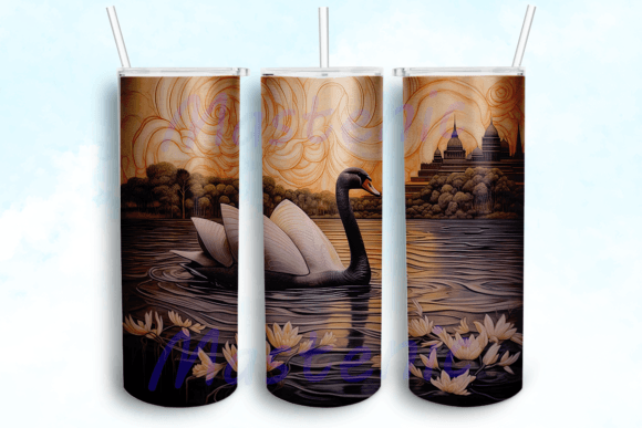 Black Swan Tumbler Sublimation Graphics for Crafts