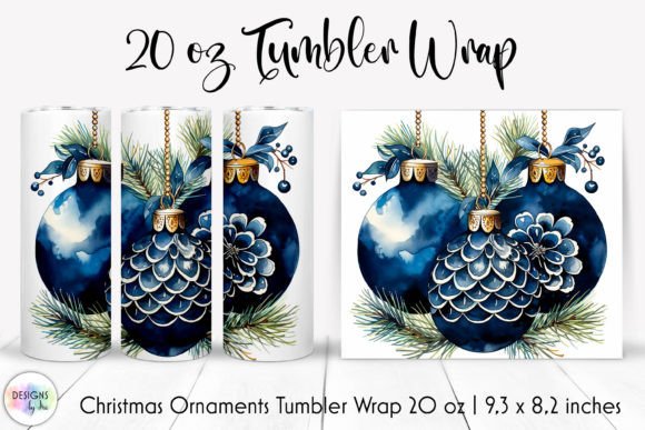 Blue Christmas Bulbs Tumbler Sublimation: Tumbler Wrap Graphics
