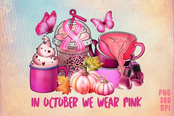 Breast Cancer Pink Coffee Cup T-Shirt Graphics for Crafts