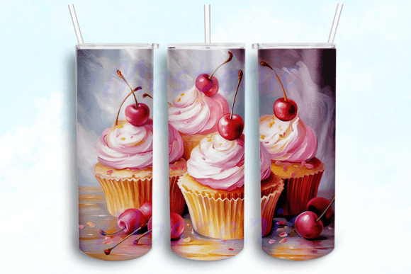 Cherry Cupcakes 20oz Skinny Tumbler Graphics for Crafts