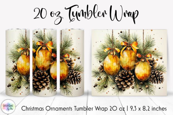 Christmas Bulbs and Pine Tumbler Wrap Graphics