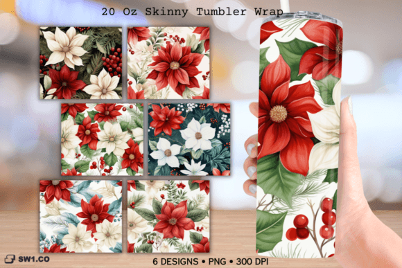 Christmas Flowers Tumbler Sublimation: Graphics & Crafts