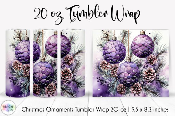 Christmas Tumbler Wrap with Bulbs Pine: Graphics & Wraps