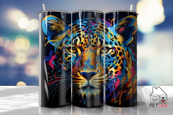 Colorful Leopard Head Tumbler Wrap: Graphics for Crafts-Driven Branding