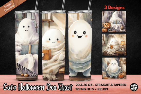 Cute Halloween Boo Ghost Tumbler Wrap: Graphics & Print