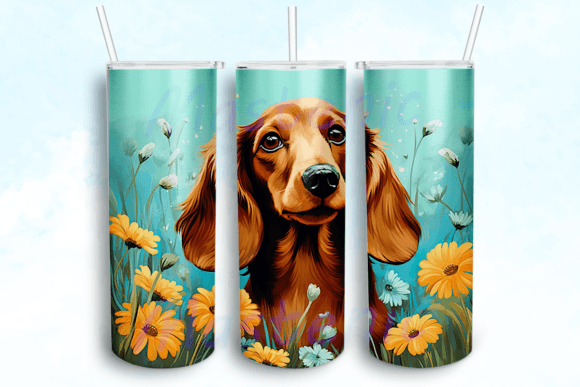 Daisies Dachshund 20 Oz Skinny Tumbler Craft Graphics