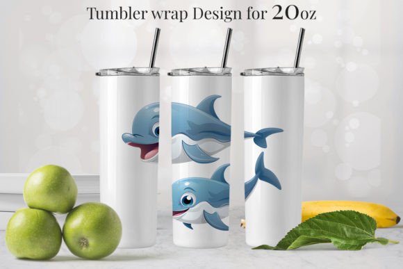 Dolphin Tumbler Graphics: 10 Illustrations for 20oz Designs