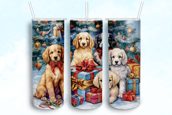 Festive Christmas Puppies Tumbler Graphics & Crafts