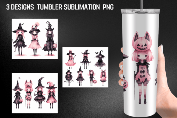 Halloween Black Pink Tumbler Wrap Sublim: Graphics & Crafts