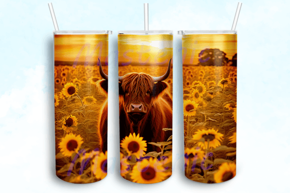 Highland Cow Sunflower Tumbler PNG: Graphics & Crafts Review