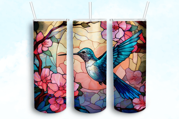 Hummingbird Stained Glass Tumbler PNG: Craft Graphics