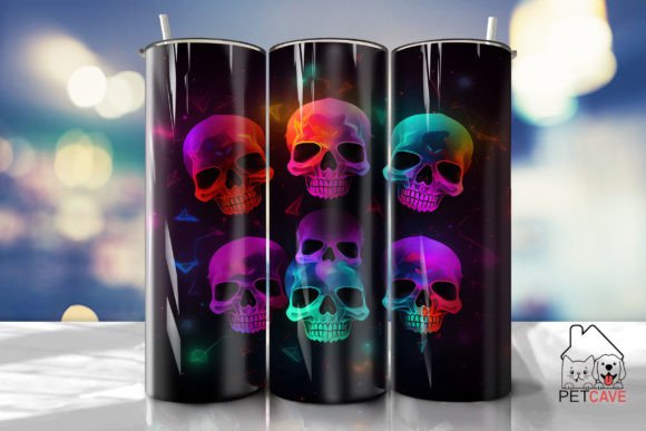 Iridescent Neon Skulls Tumbler Wrap: A Designer’s Take
