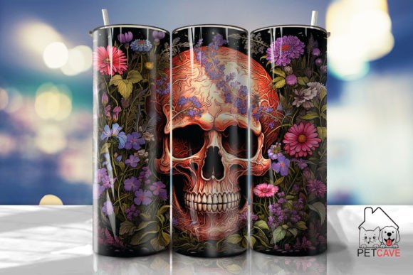 Neo-Pop Skull Tumbler Wrap Graphics for Crafts