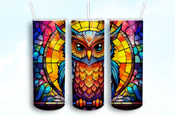 Owl Stained Glass 20 Oz Skinny Tumbler Graphics for Crafts