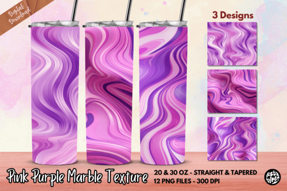 Pink Purple Marble Tumbler Wrap: Graphics & Print Templates