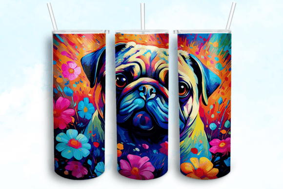 Pug 20 Oz Skinny Tumbler Sublimation for Crafts & Graphics