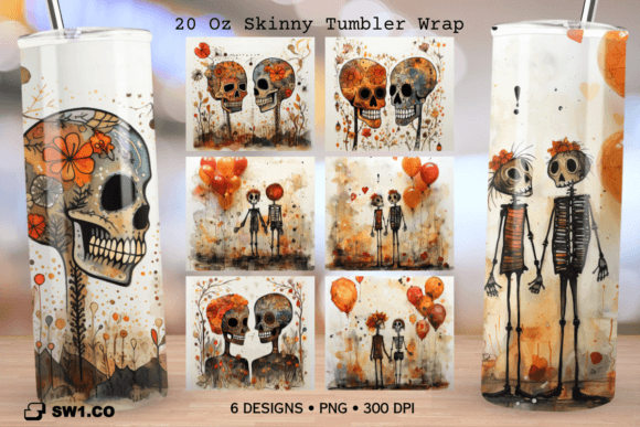 Skull Fall Sugar Tumbler Sublimation Graphics for Crafts