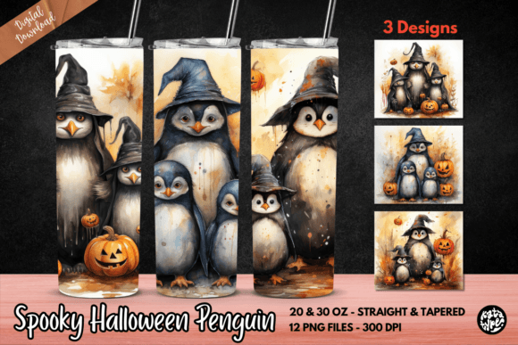 Spooky Halloween Penguin Tumbler Wrap Graphics