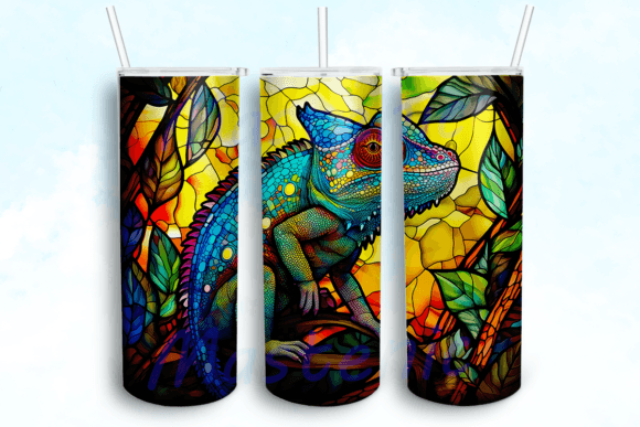 Stained Glass Chameleon Tumbler PNG: Graphics & Crafts Review