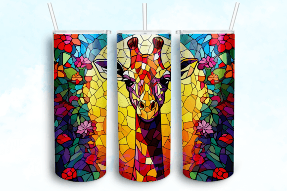 Stained Glass Giraffe Tumbler PNG for Graphics & Crafts