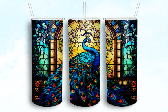 Stained Glass Peacock Tumbler: Graphics for Crafts