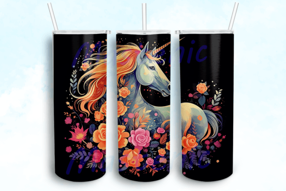 Unicorn in Flower Tumbler Sublimation: Graphics & Crafts