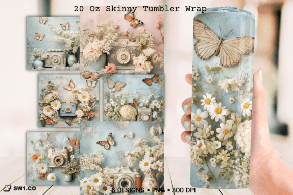 Vintage Photo Camera Tumbler Sublimation for Crafts & Graphics