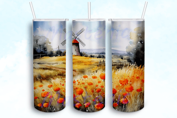 Windmill Flowers Landscape Tumbler PNG Review